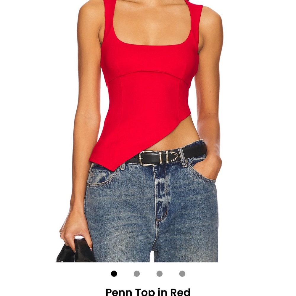 Lovers + Friends Red Asymmetrical Bustier Crop Top